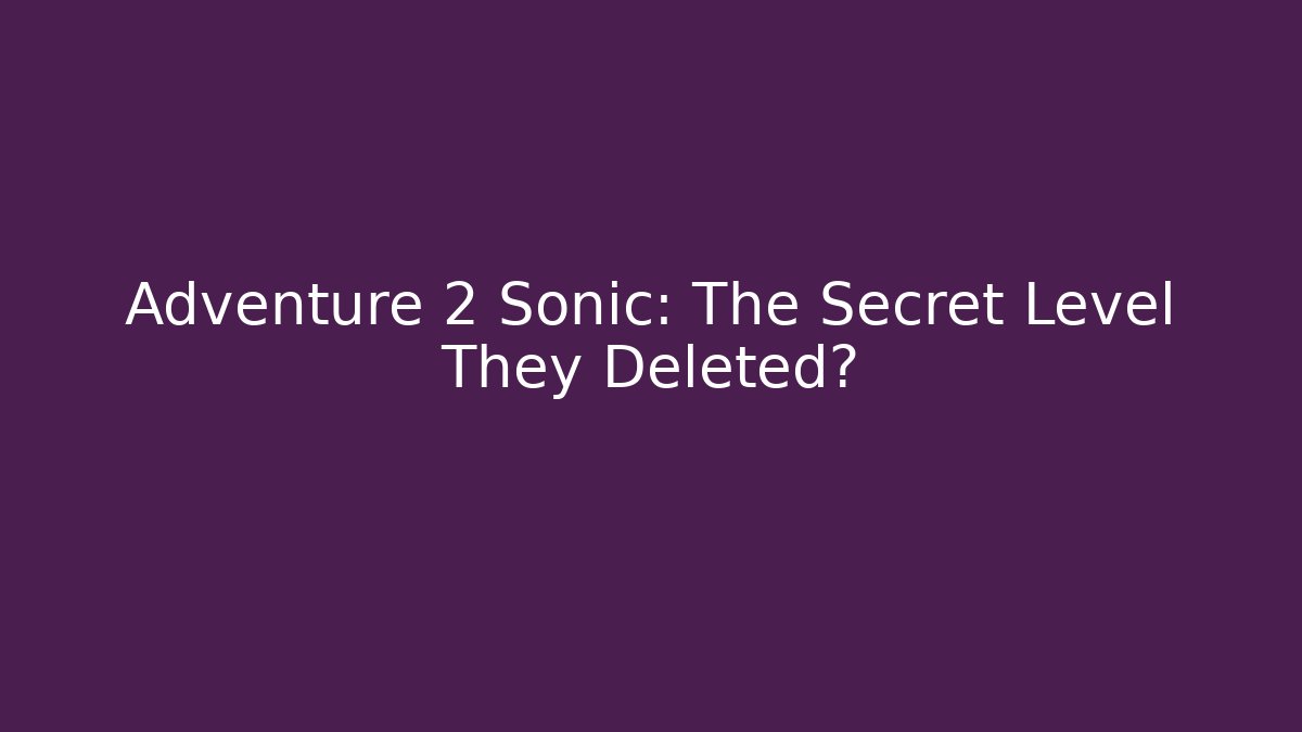 Adventure 2 Sonic: The Secret Level They Deleted?
