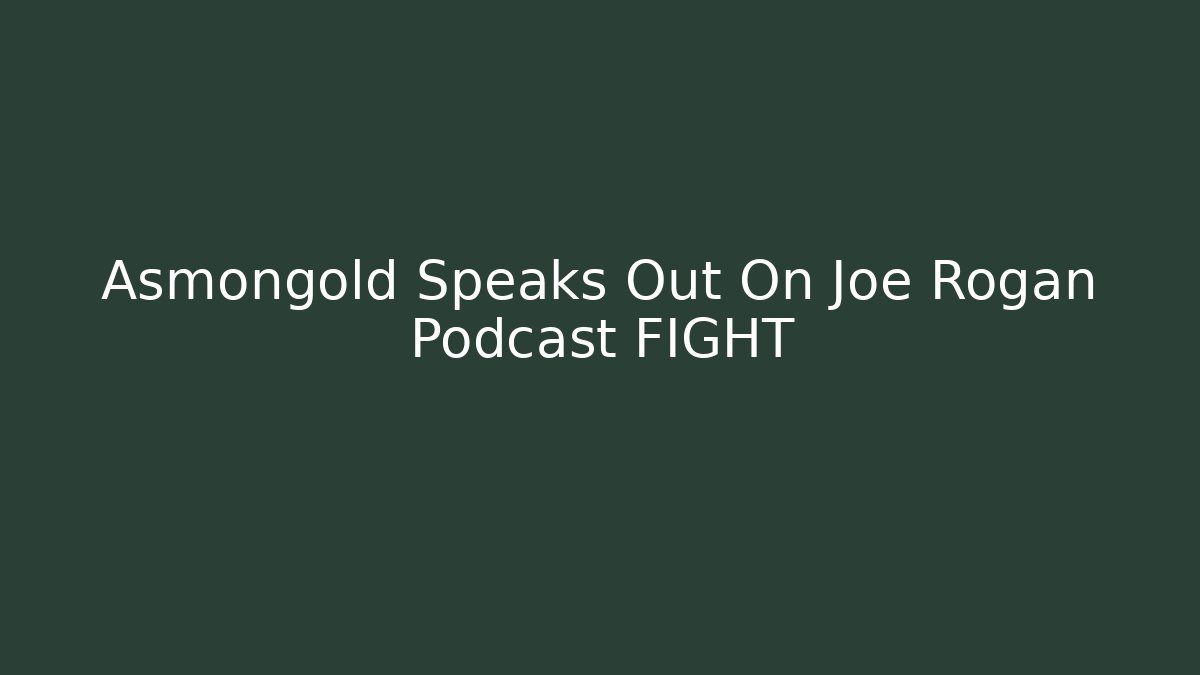 Asmongold Speaks Out On Joe Rogan Podcast FIGHT