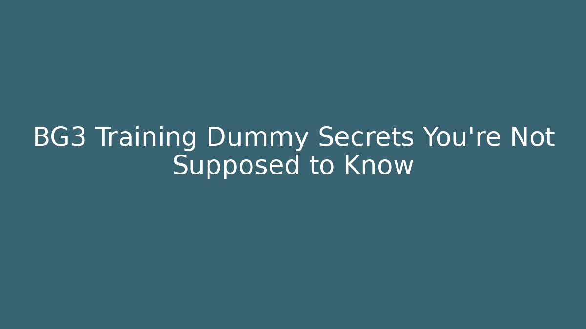 BG3 Training Dummy Secrets You're Not Supposed to Know