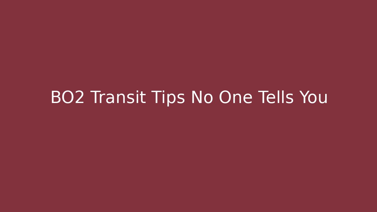 BO2 Transit Tips No One Tells You
