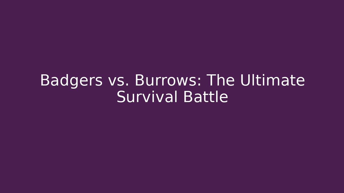 Badgers vs. Burrows: The Ultimate Survival Battle