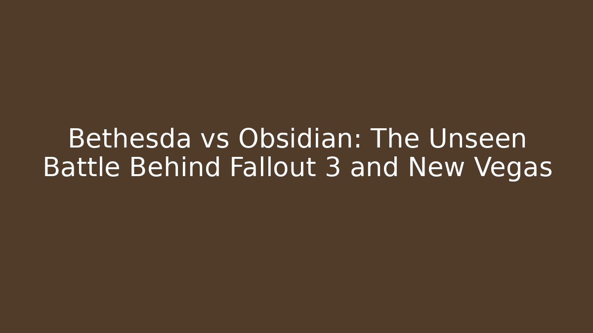 Bethesda vs Obsidian: The Unseen Battle Behind Fallout 3 and New Vegas