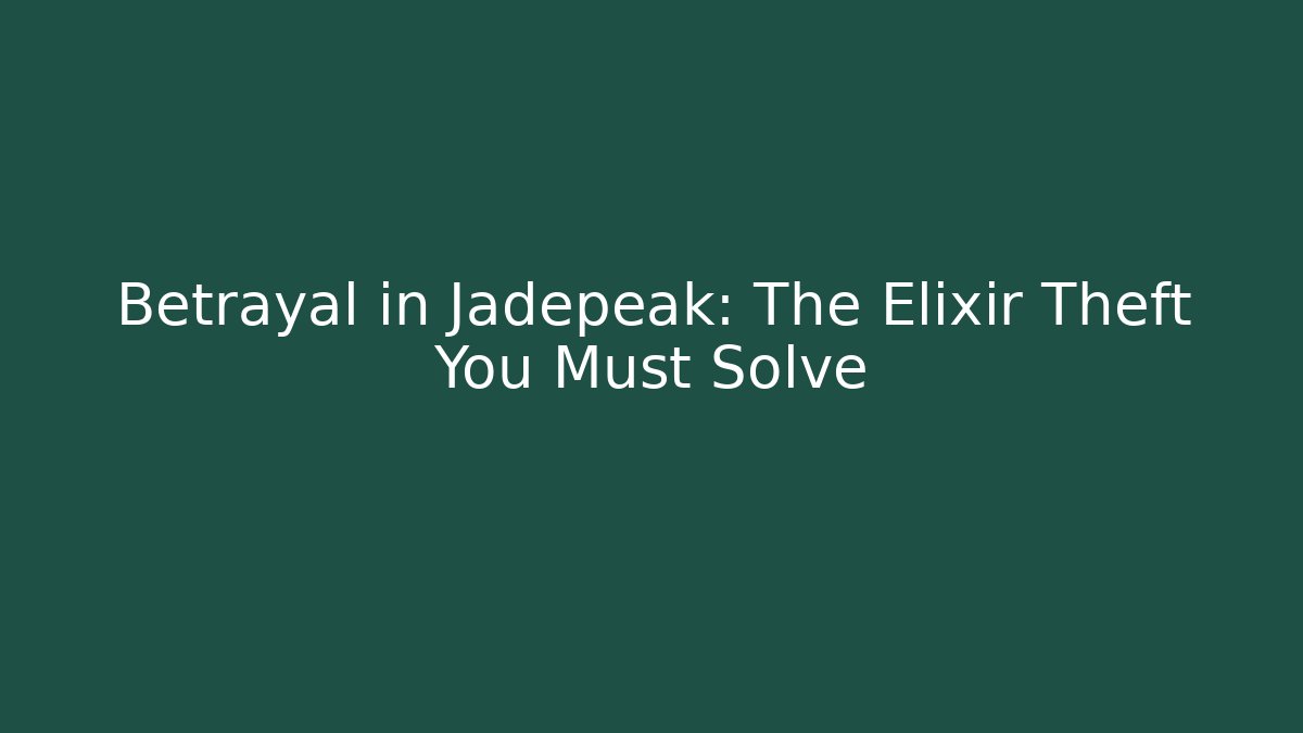 Betrayal in Jadepeak: The Elixir Theft You Must Solve