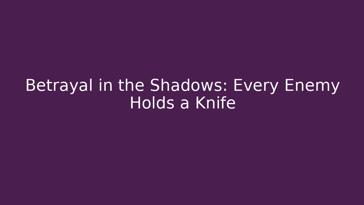 Betrayal in the Shadows: Every Enemy Holds a Knife