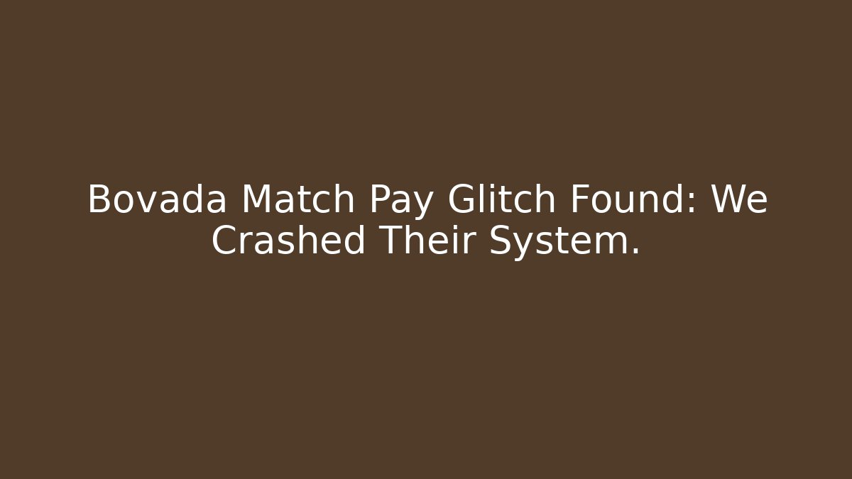 Bovada Match Pay Glitch Found: We Crashed Their System.