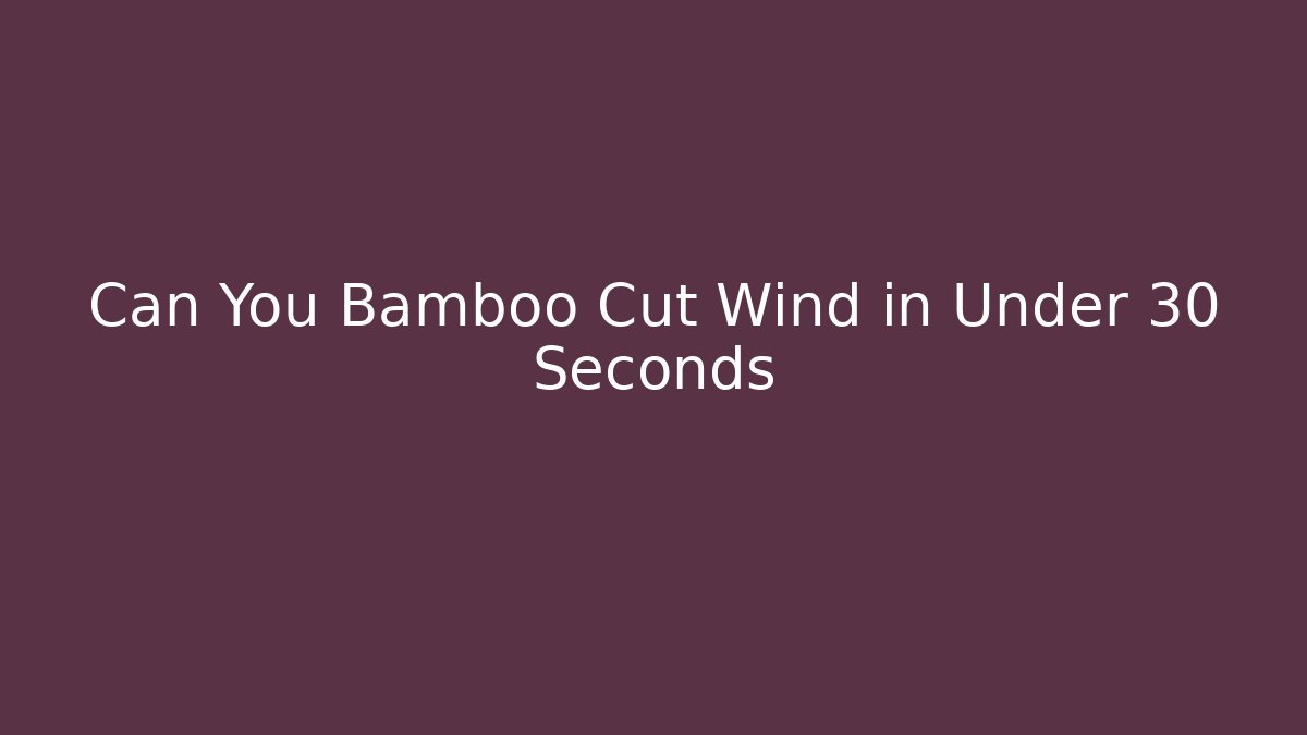 Can You Bamboo Cut Wind in Under 30 Seconds - Andrea Zevedo