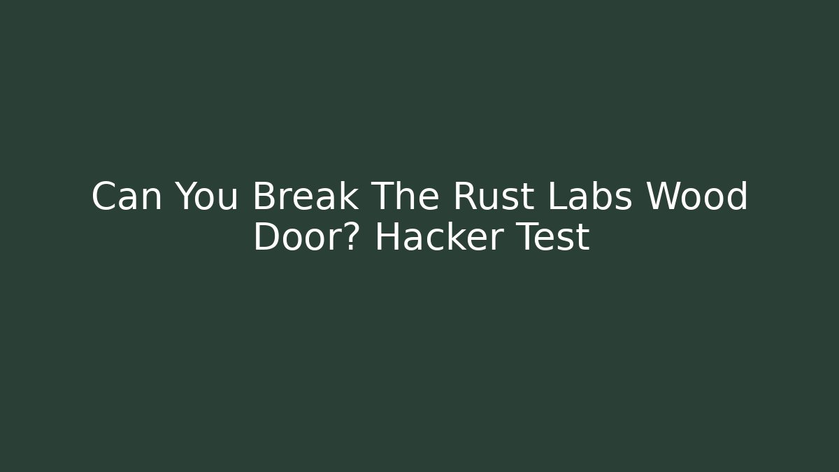 Can You Break The Rust Labs Wood Door? Hacker Test