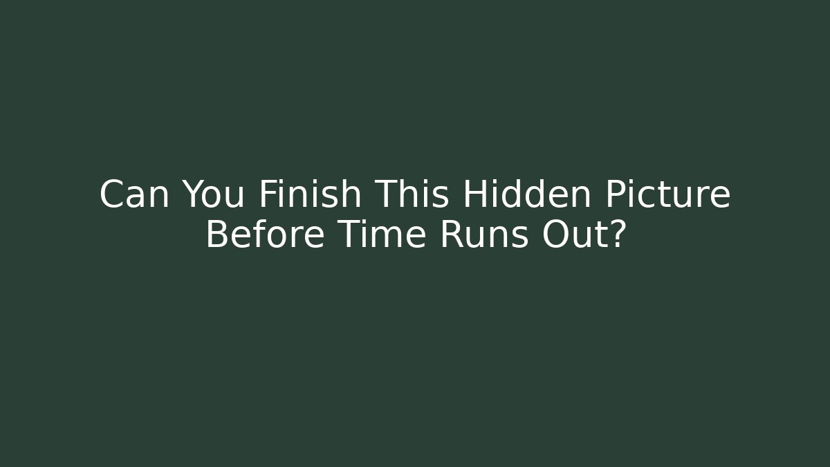 Can You Finish This Hidden Picture Before Time Runs Out?