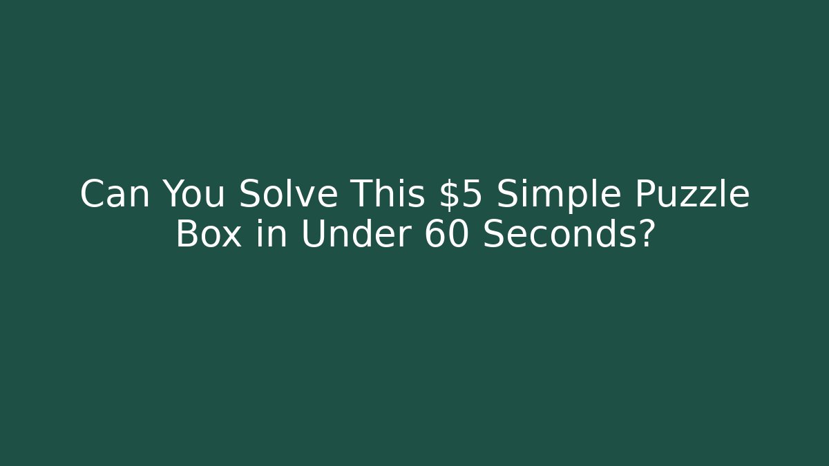 Can You Solve This $5 Simple Puzzle Box in Under 60 Seconds?