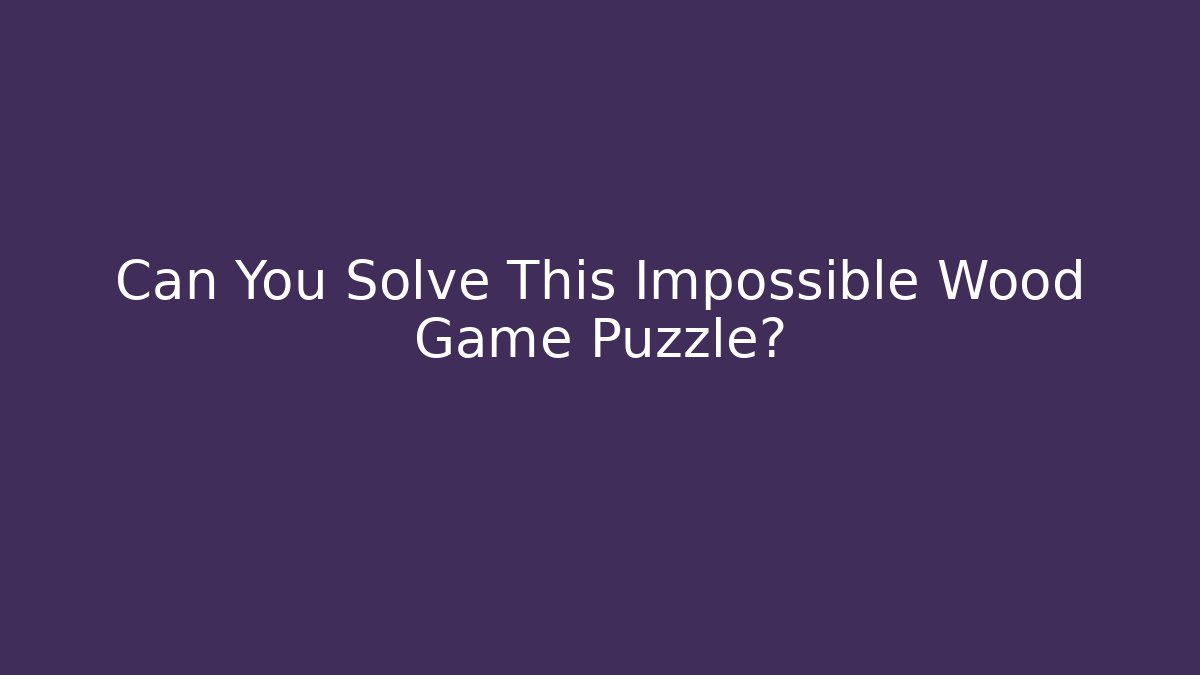 Can You Solve This Impossible Wood Game Puzzle? - Andrea Zevedo