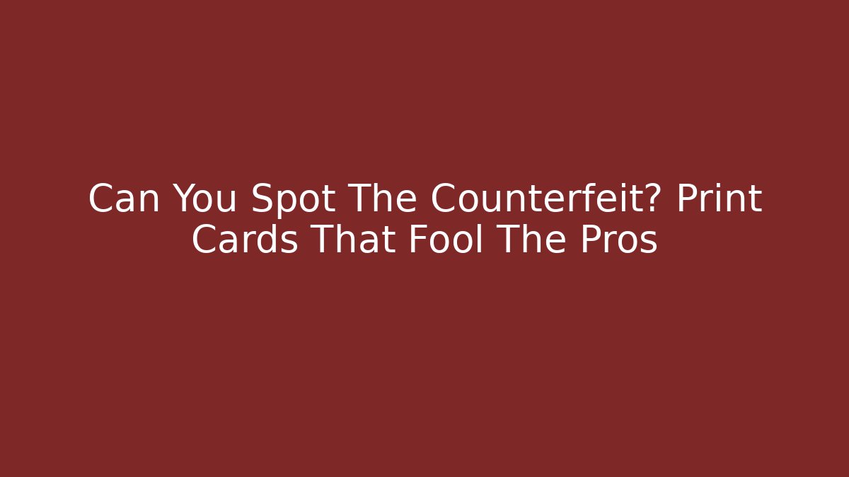 Can You Spot The Counterfeit? Print Cards That Fool The Pros