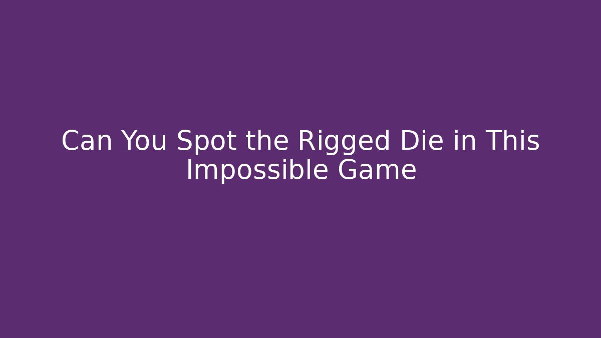 Can You Spot the Rigged Die in This Impossible Game