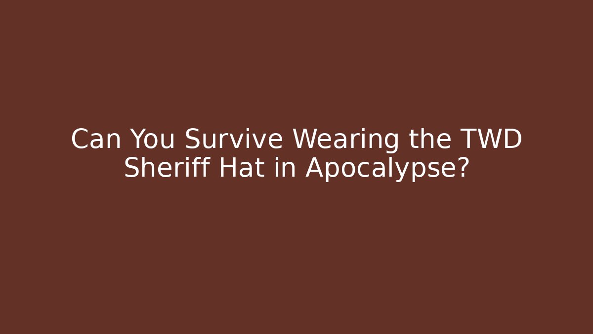 Can You Survive Wearing the TWD Sheriff Hat in Apocalypse?