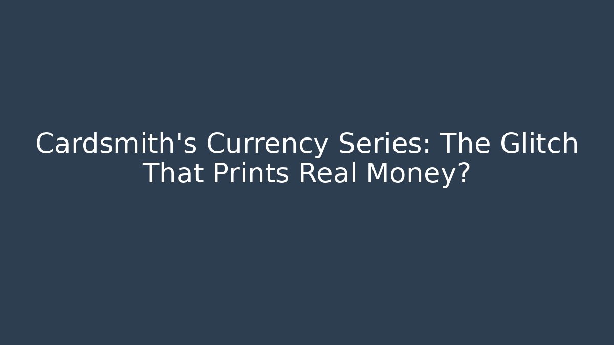 Cardsmith's Currency Series: The Glitch That Prints Real Money?
