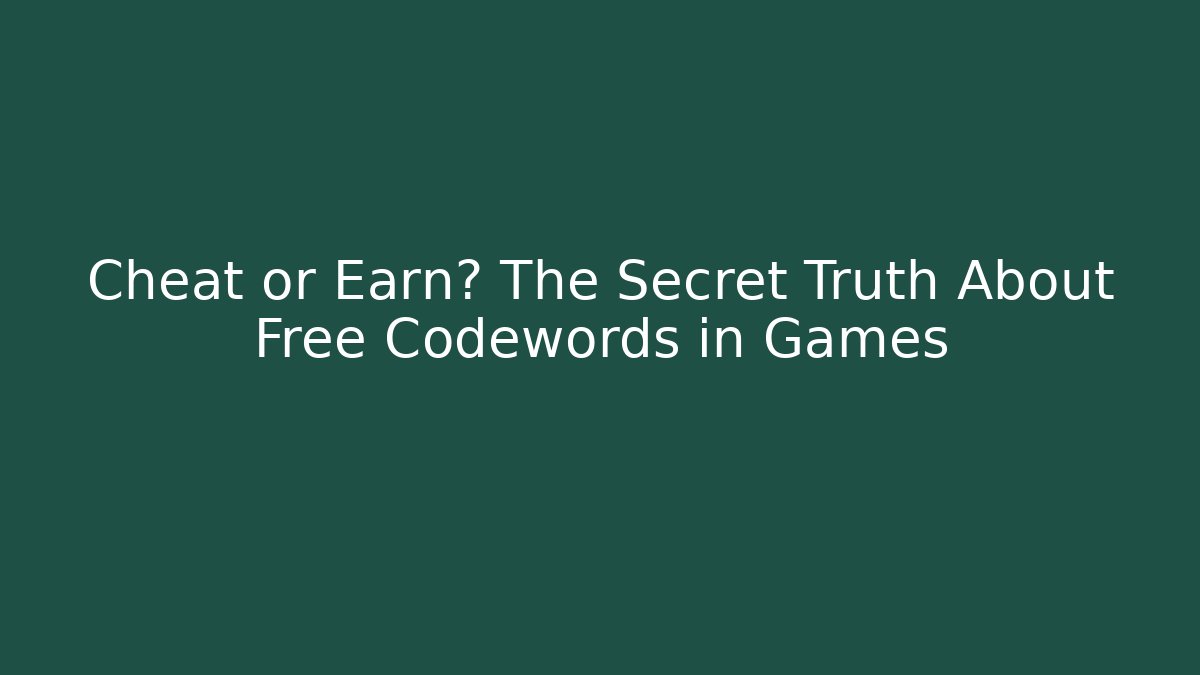 Cheat or Earn? The Secret Truth About Free Codewords in Games