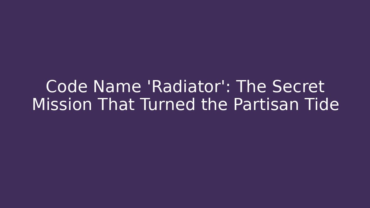 Code Name 'Radiator': The Secret Mission That Turned the Partisan Tide