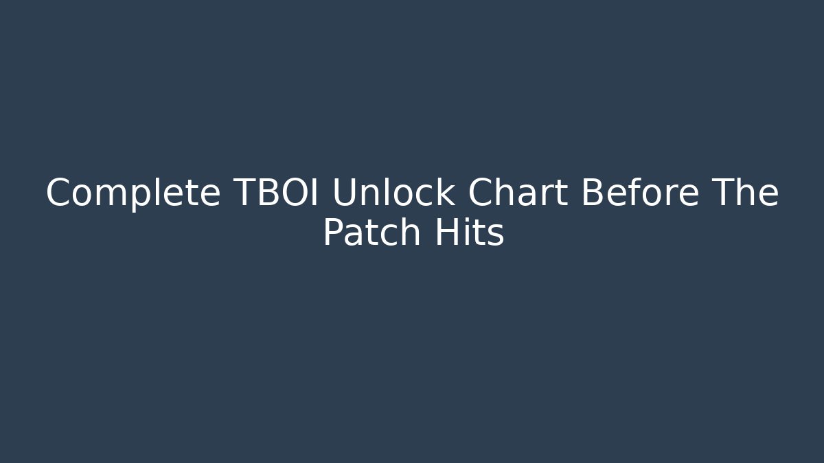 Complete TBOI Unlock Chart Before The Patch Hits