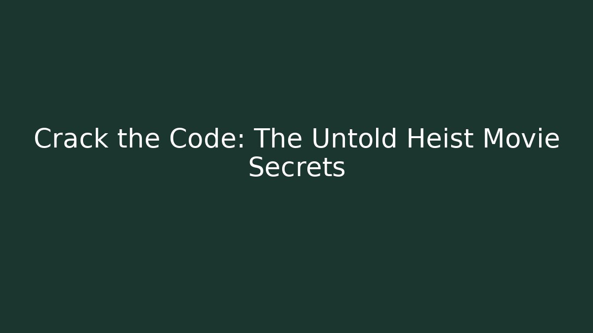 Crack the Code: The Untold Heist Movie Secrets