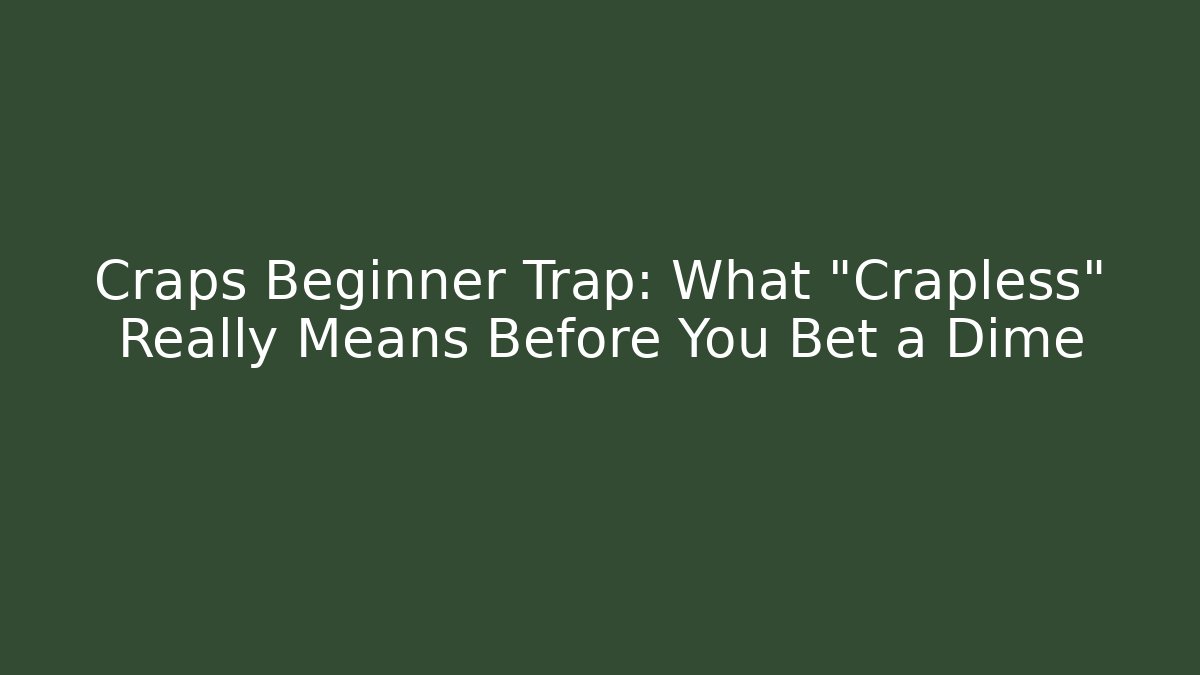 Craps Beginner Trap: What “Crapless” Really Means Before You Bet a Dime