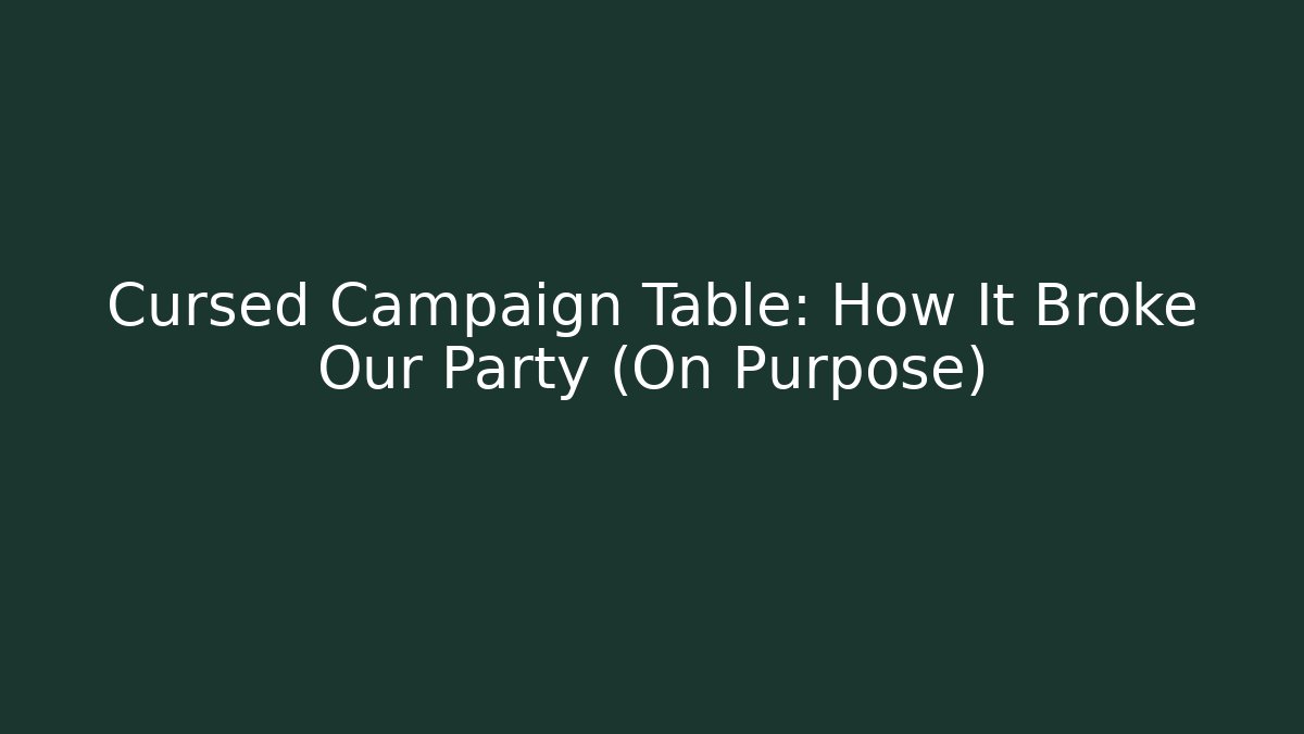 Cursed Campaign Table: How It Broke Our Party (On Purpose)