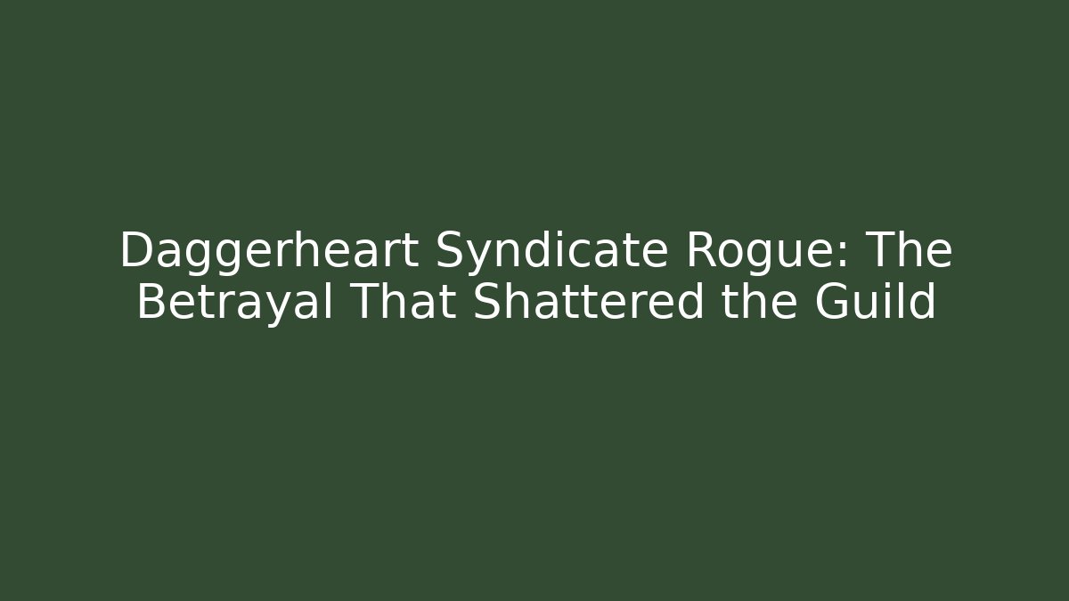 Daggerheart Syndicate Rogue: The Betrayal That Shattered the Guild