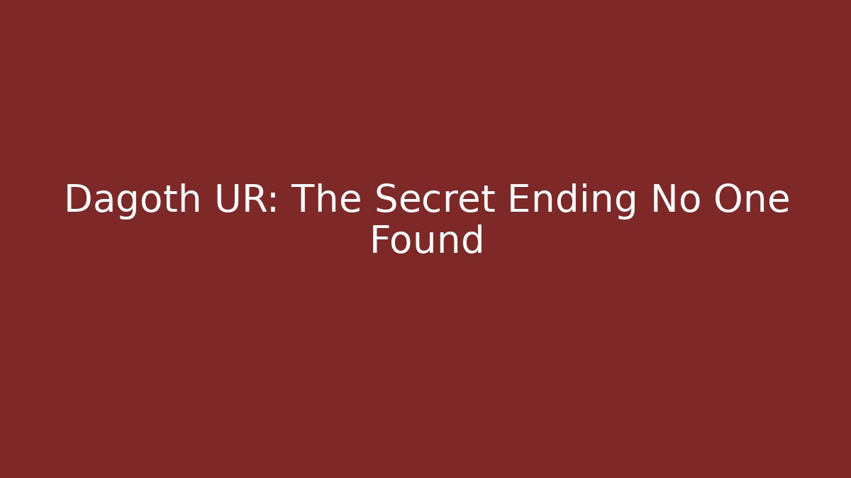 Dagoth UR: The Secret Ending No One Found