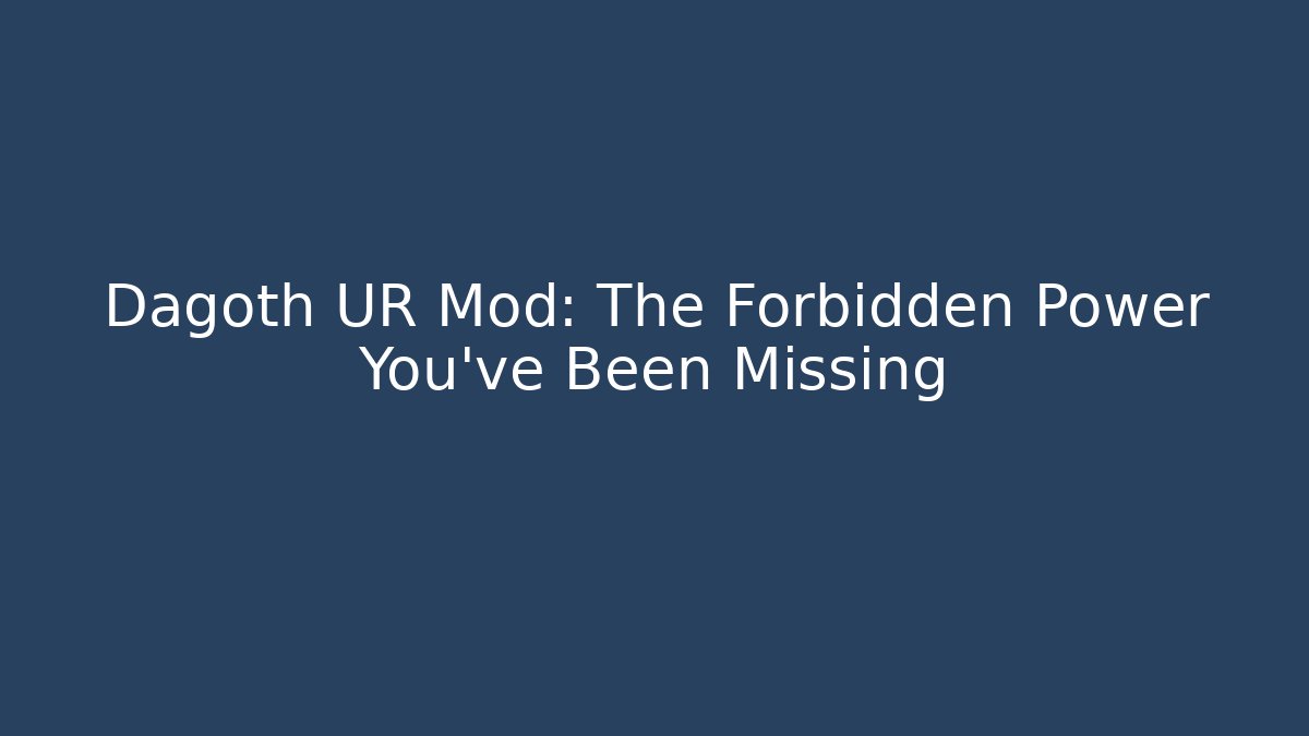 Dagoth UR Mod: The Forbidden Power You've Been Missing