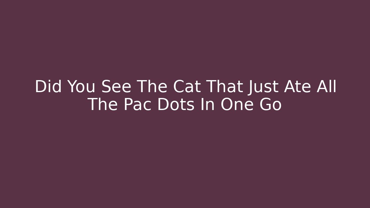 Did You See The Cat That Just Ate All The Pac Dots In One Go