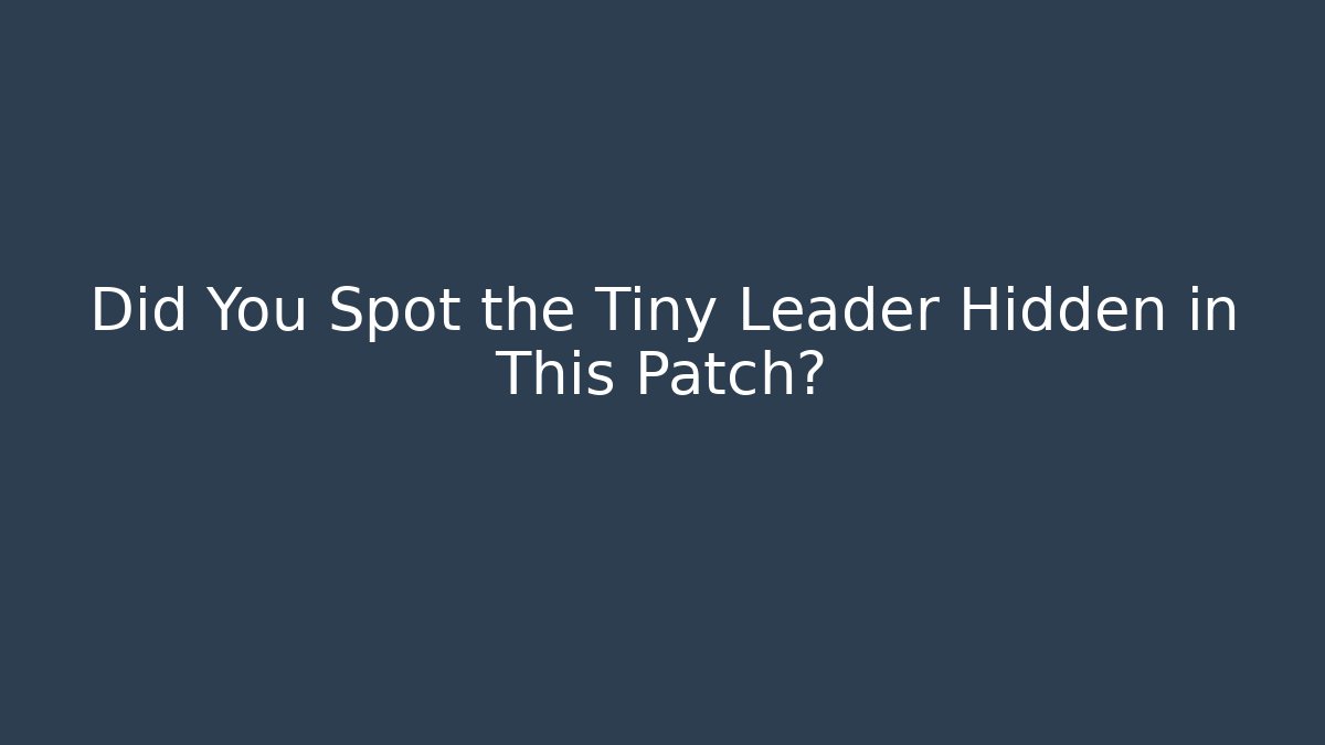 Did You Spot the Tiny Leader Hidden in This Patch? - Andrea Zevedo