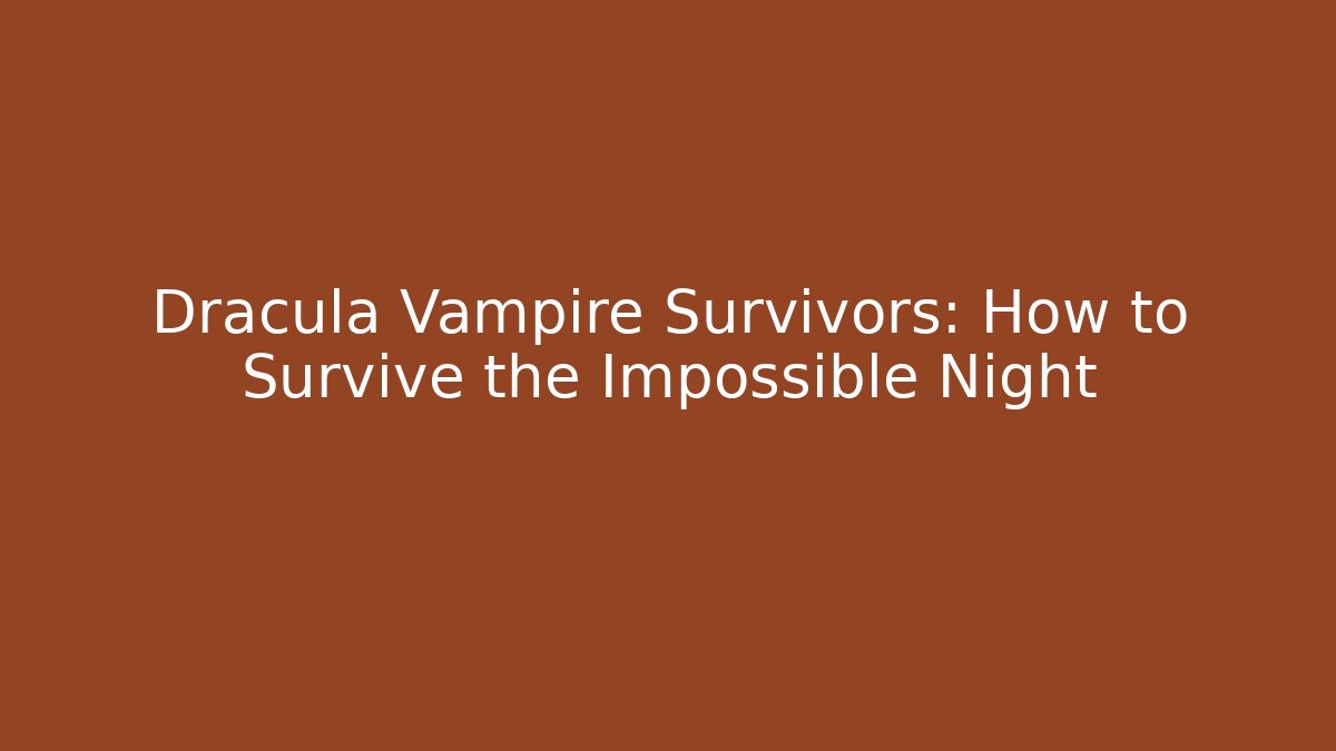 Dracula Vampire Survivors: How to Survive the Impossible Night