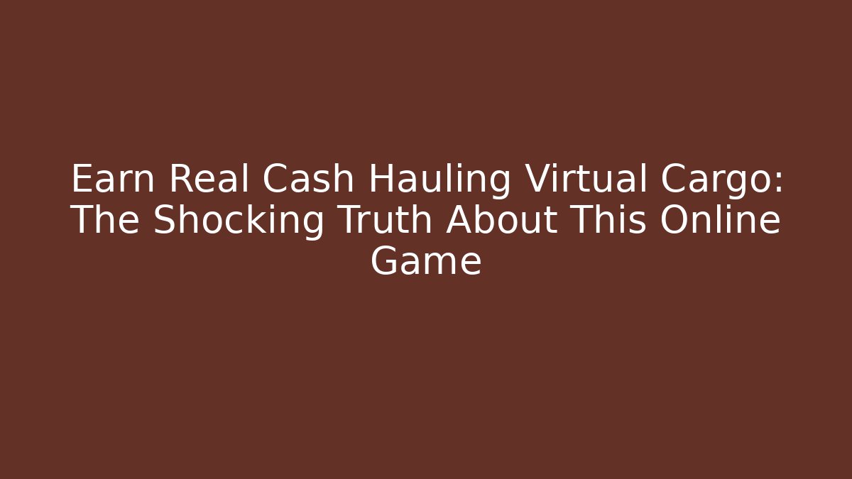Earn Real Cash Hauling Virtual Cargo: The Shocking Truth About This Online Game - Andrea Zevedo