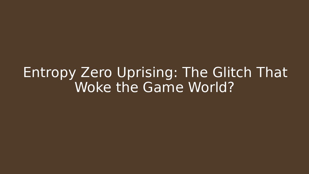 Entropy Zero Uprising: The Glitch That Woke the Game World?