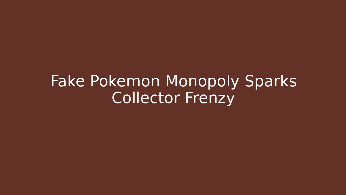 Fake Pokemon Monopoly Sparks Collector Frenzy