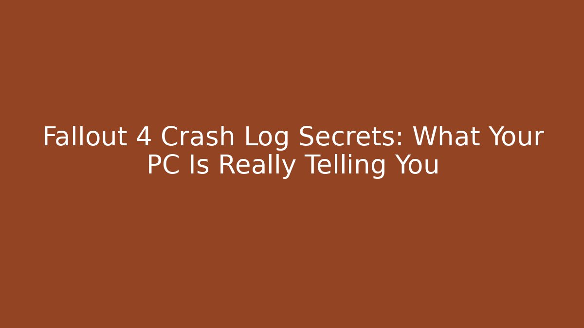 Fallout 4 Crash Log Secrets: What Your PC Is Really Telling You - Andrea Zevedo