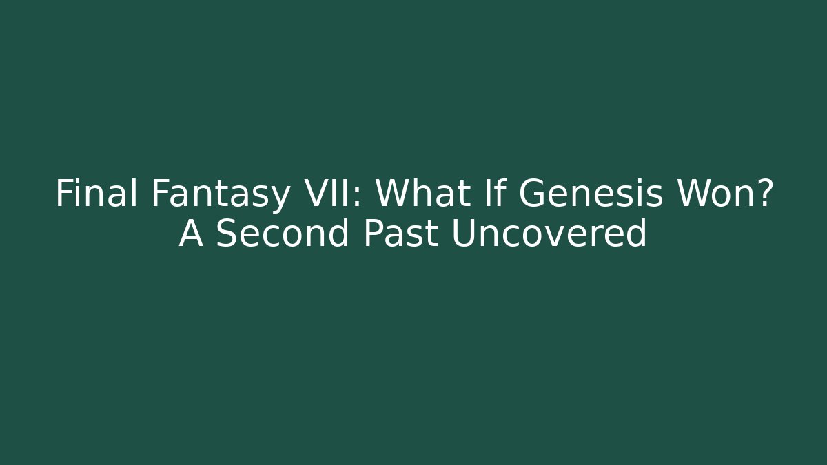 Final Fantasy VII: What If Genesis Won? A Second Past Uncovered