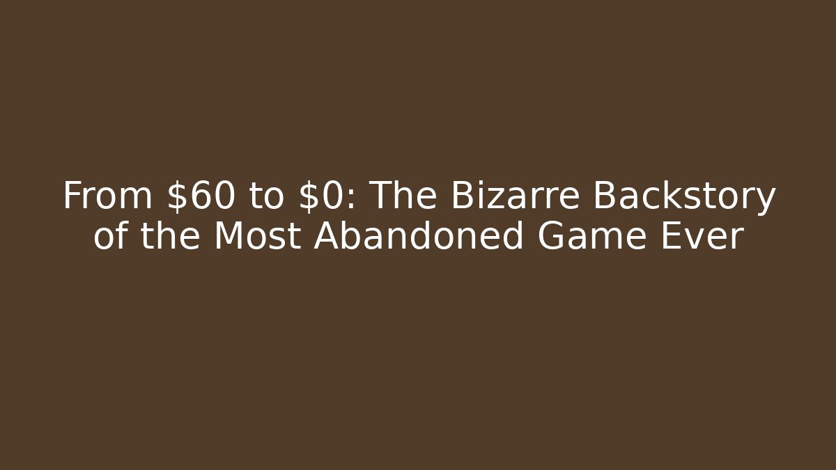 From $60 to $0: The Bizarre Backstory of the Most Abandoned Game Ever