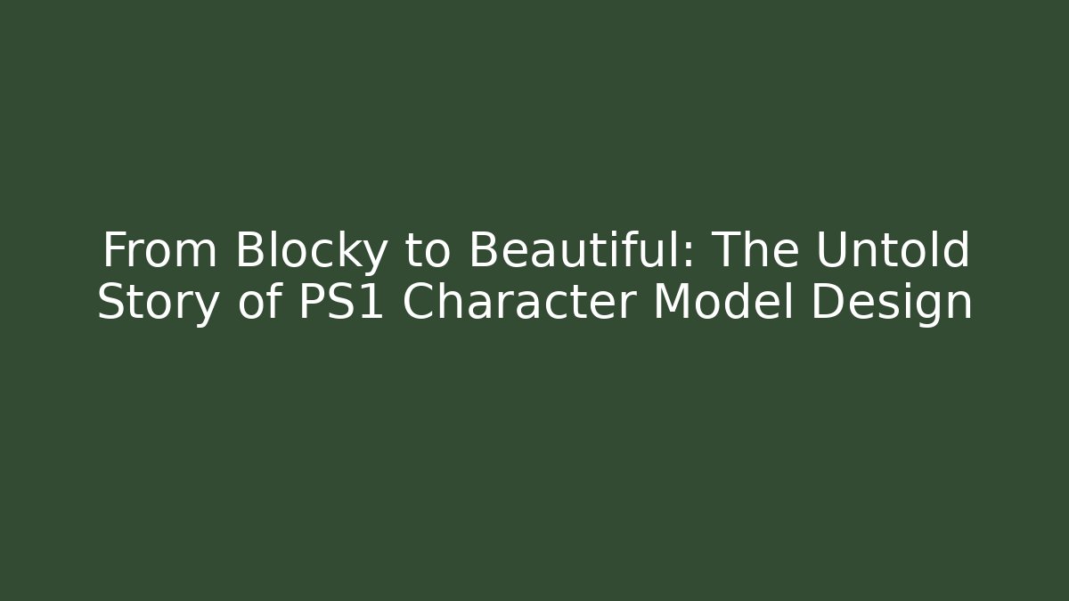 From Blocky to Beautiful: The Untold Story of PS1 Character Model Design