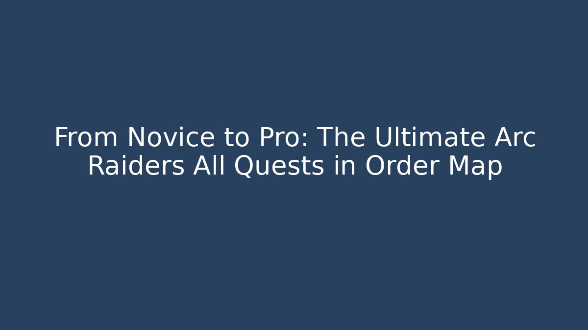 From Novice to Pro: The Ultimate Arc Raiders All Quests in Order Map