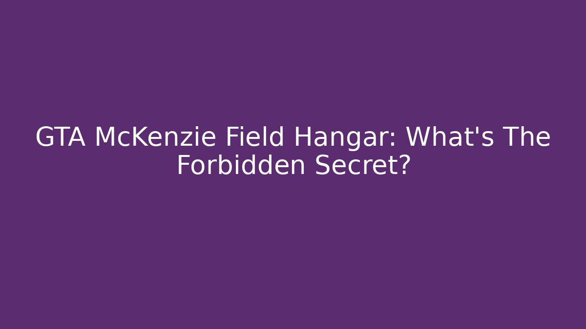 GTA McKenzie Field Hangar: What's The Forbidden Secret?