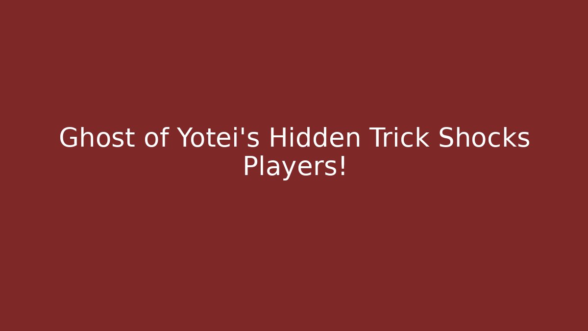 Ghost of Yotei's Hidden Trick Shocks Players!