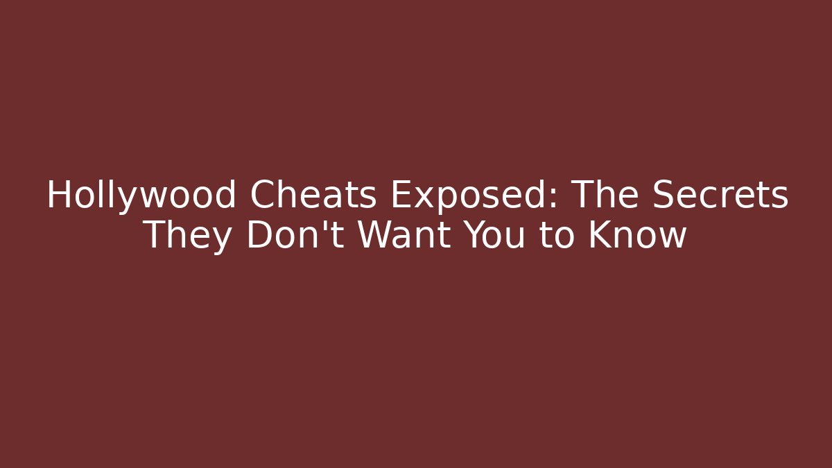 Hollywood Cheats Exposed: The Secrets They Don’t Want You to Know