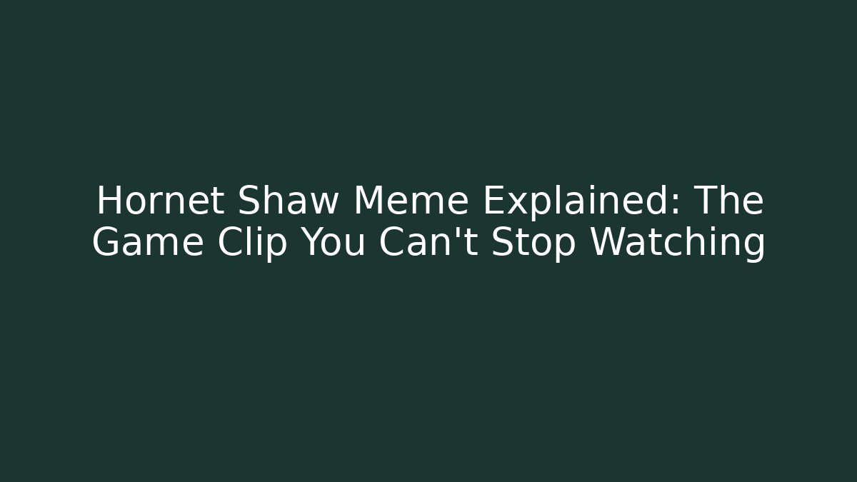 Hornet Shaw Meme Explained: The Game Clip You Can't Stop Watching - Andrea Zevedo