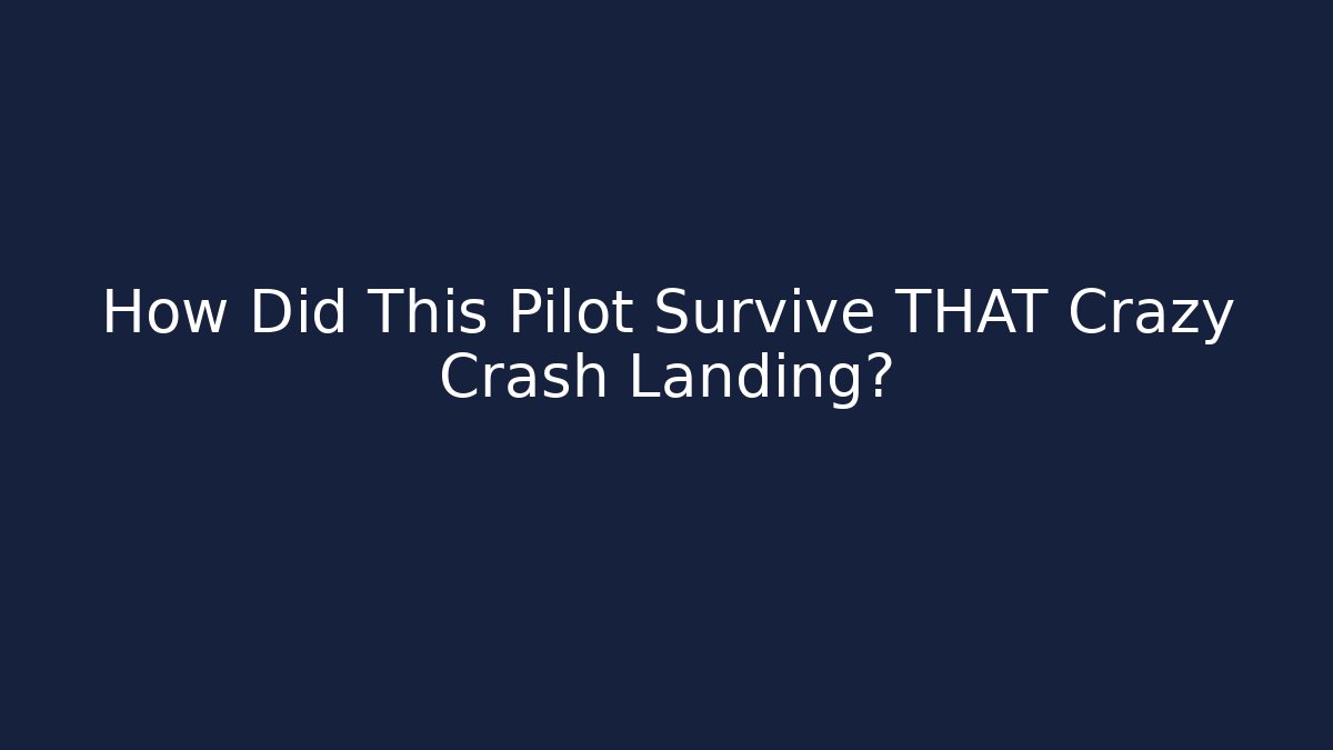 How Did This Pilot Survive THAT Crazy Crash Landing?