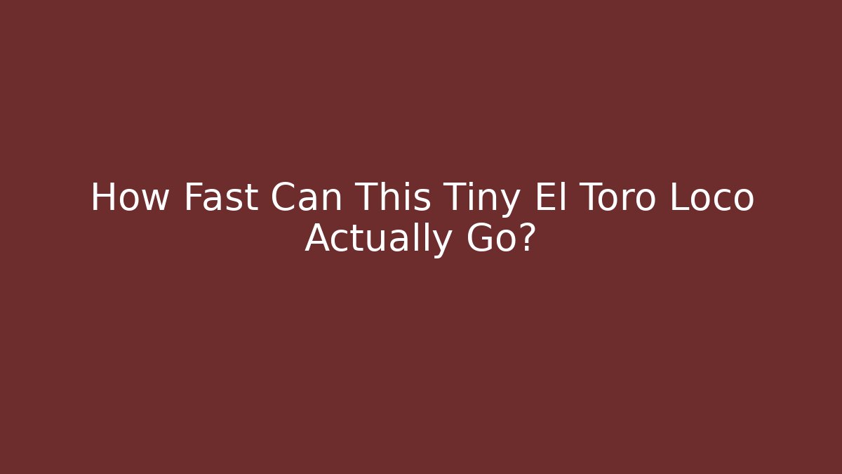 How Fast Can This Tiny El Toro Loco Actually Go?