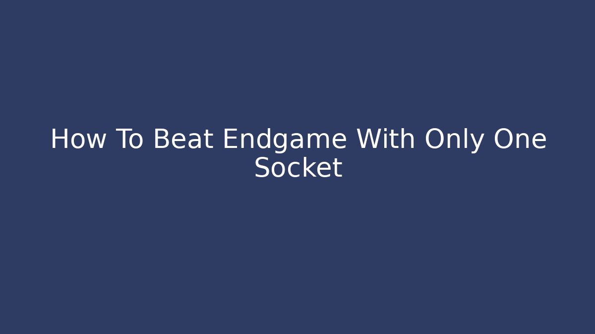How To Beat Endgame With Only One Socket