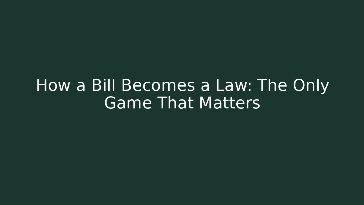 How a Bill Becomes a Law: The Only Game That Matters