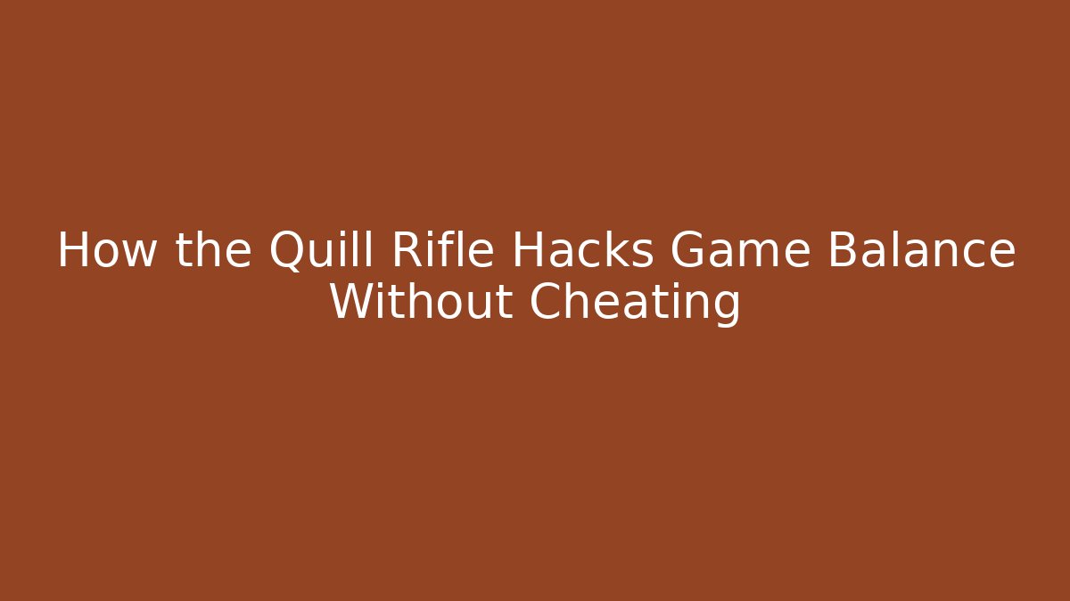How the Quill Rifle Hacks Game Balance Without Cheating