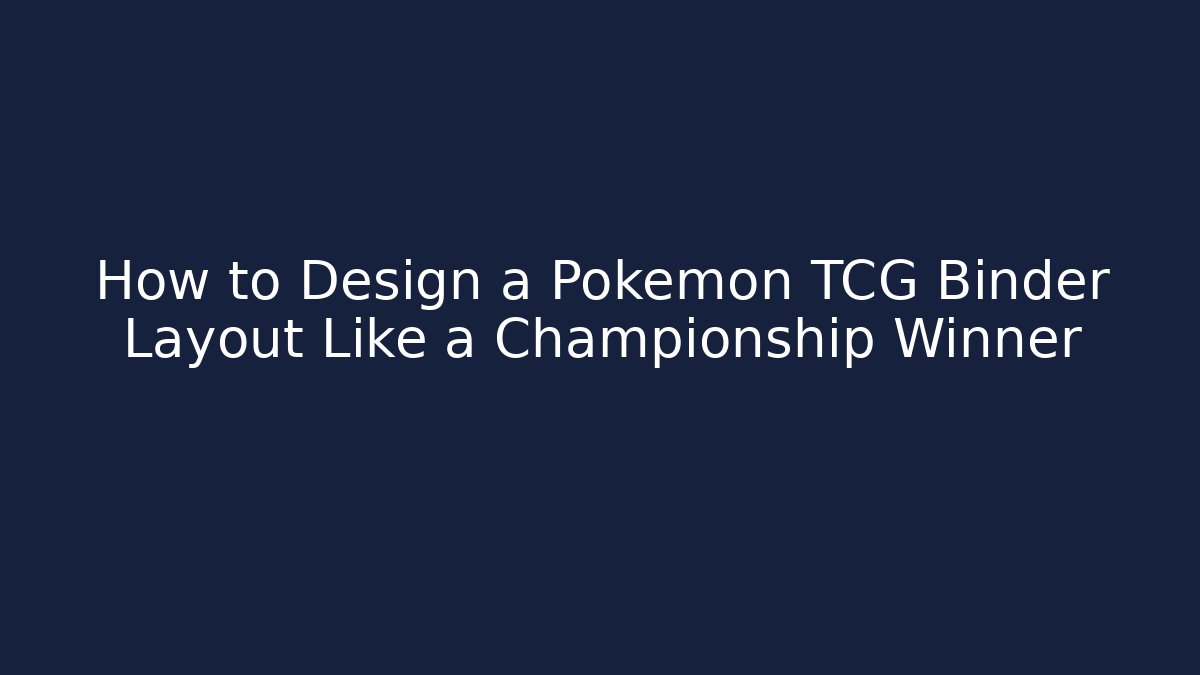 How to Design a Pokémon TCG Binder Layout Like a Championship Winner