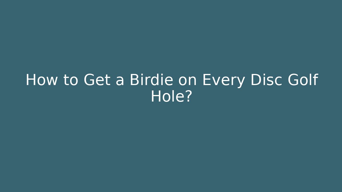 How to Get a Birdie on Every Disc Golf Hole?