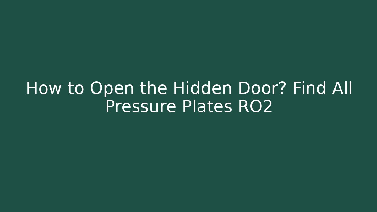 How to Open the Hidden Door? Find All Pressure Plates RO2
